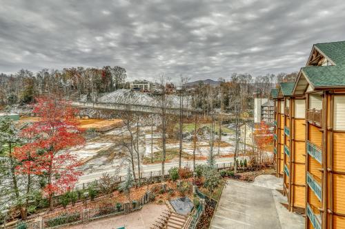 an aerial view of a construction site with trees at Baskins Creek Condos in Gatlinburg