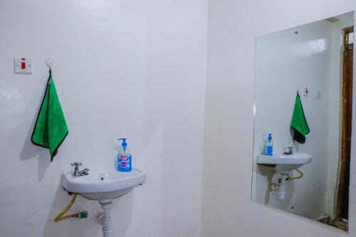 a bathroom with a sink and a mirror at J&J luxury homes in Kericho