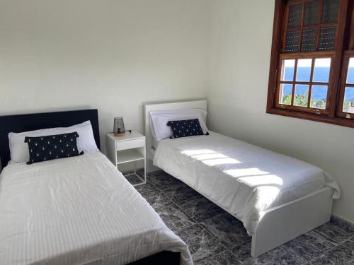 a bedroom with two beds and a window at Casa Costa Molina in Puntallana