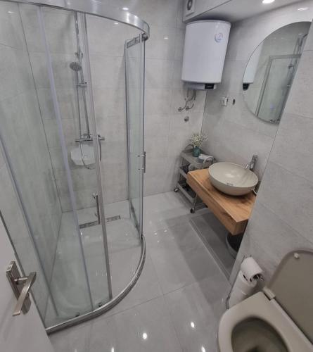 a bathroom with a shower and a sink at LIVNO in Livno