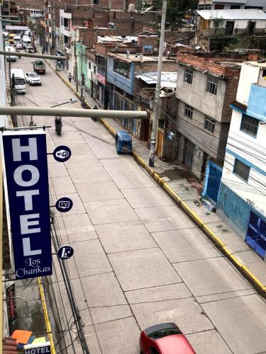 an overhead view of a city street with buildings at Hotel Los Chankas in Ayacucho