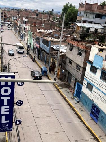 an overhead view of a city street with buildings at Hotel Los Chankas in Ayacucho