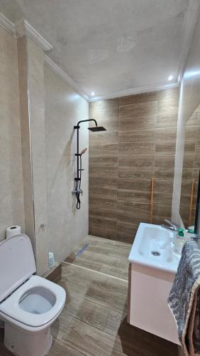 uma casa de banho com um WC e um lavatório em Appartement Jawharat Mogador em Essaouira