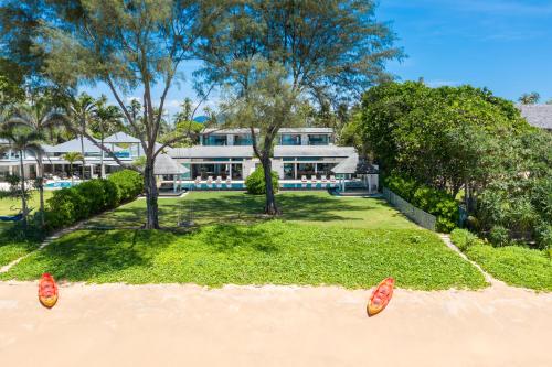 an aerial view of the house from the beach at Twin Villas Natai South - 5 Bedroom Luxury Beach Front Villa in Natai Beach