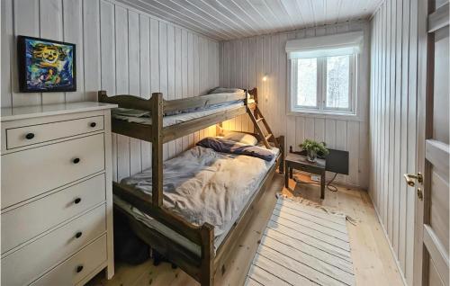 a bedroom with two bunk beds and a window at Awesome Home In Fyresdal With Kitchen in Fyresdal