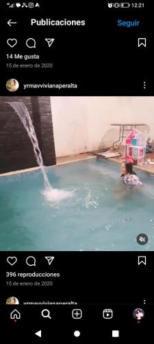 ein Bild eines Delfins in einem Pool in der Unterkunft Duran casa con piscina un solo ambiente in Guayaquil