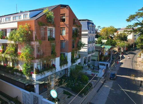 an overhead view of a city street with buildings at Lasol Boutique Hotel in Da Lat