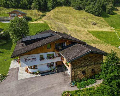 an overhead view of a building with at Pension Rudolph in Gaschurn