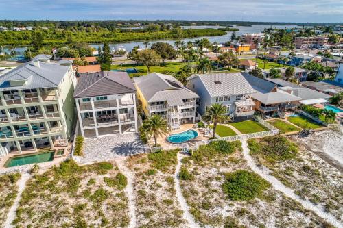 an aerial view of a resort with a pool at Sunset Villas 3 in Clearwater Beach