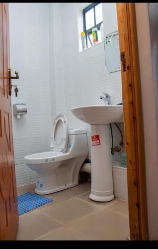 uma casa de banho com um WC e um lavatório em Tranquil 2 homes em Nanyuki