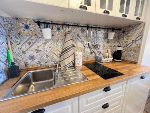 a kitchen with a sink and a counter top at Suite Lady Marian in Roccaraso