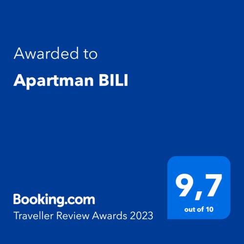 Sijil, anugerah, tanda atau dokumen lain yang dipamerkan di Apartman BILI