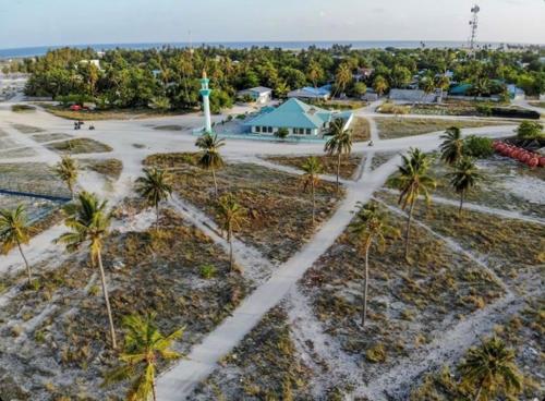 an aerial view of a park with palm trees at Oren in Maamigili