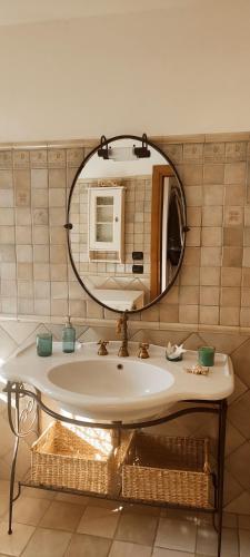 a bathroom with a sink and a mirror at Casa Baggino in Pistoia
