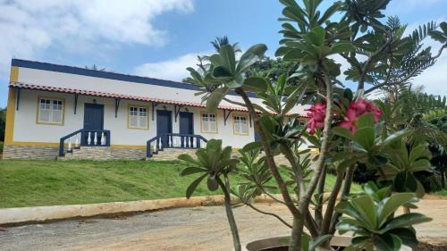 a building with a plant in front of it at Pousada Usina Paraíso in Astolfo Dutra