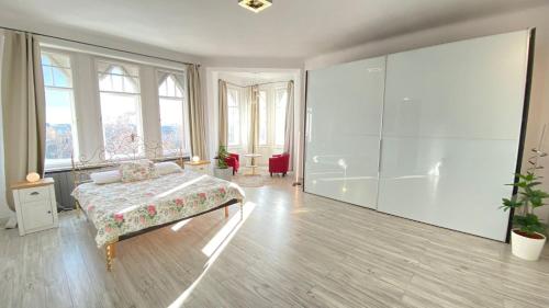 Posteľ alebo postele v izbe v ubytovaní Penthouse in the castle