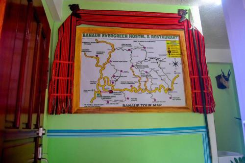 a map on the wall of a bus at BANAUE EVERGREEN HOSTEL AND RESTAURANT in Banaue