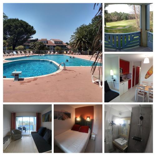 un collage de photos d'une piscine dans l'établissement Vue Golf dans Résidence Nature 