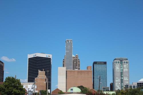 a view of a city skyline with skyscrapers at Tourway Inn in Birmingham
