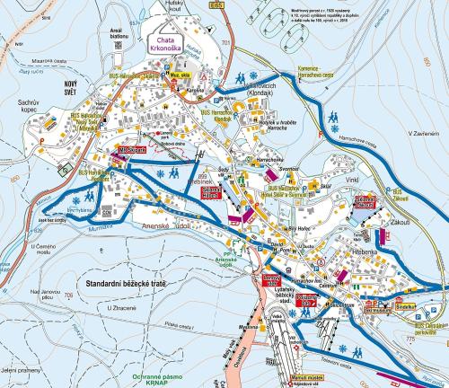 a map of the city of stirling with landmarks at Horská chata KRKONOŠKA HARRACHOV & Privat wellness relax GROTTA SPA in Harrachov