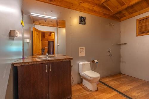 a bathroom with a toilet and a sink at marron sea view resort in Palolem