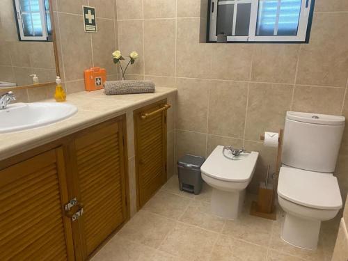 ein Bad mit einem WC und einem Waschbecken in der Unterkunft Casa do Lago - Villas de Campo in Ferreira do Zêzere