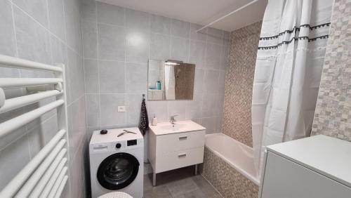 y baño con lavadora y lavadora. en Appartement de standing au centre de Chassieu en Chassieu