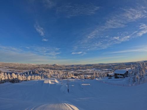 - Vistas a una pista de esquí en la nieve en Toppvillan - Ski In - Ski Out - 200 m till toppen och cykelleder, en Järvsö