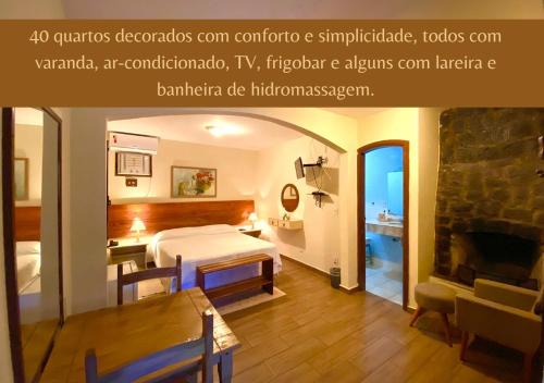Cama o camas de una habitación en Hotel da Cachoeira