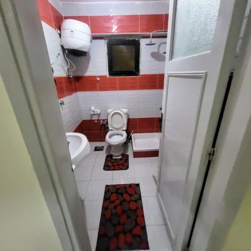 a small bathroom with a toilet and a sink at شقه فى ميامى بالاسكندريه مطله على البحر in Alexandria