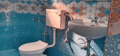 a bathroom with a toilet and a sink at CASA SOMANJO INN in Calangute
