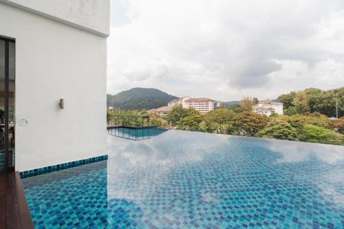 a view of a swimming pool in a building at Medic Homestay Selayang Residence 280 in Batu Caves
