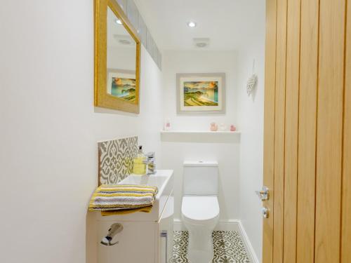 a bathroom with a toilet and a sink and a mirror at 2 Bed in Isle of Purbeck DC118 in Arne