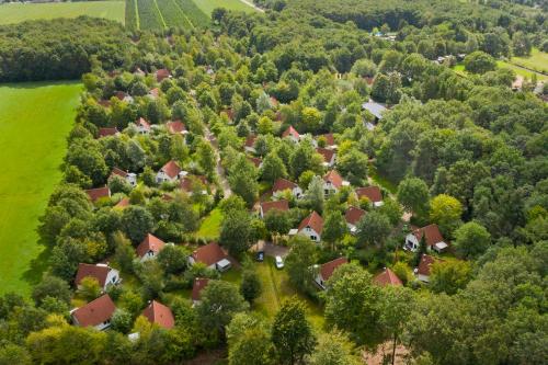 an aerial view of a village with houses and trees at Summio Vakantiepark Het Drentse Wold in Hoogersmilde