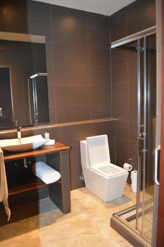 a bathroom with a toilet and a sink at GuestHouse 1109 in Maputo