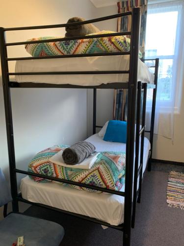 a bunk bed room with two bunk beds at Thomas's Catlins Lodge and Camp Ground in Owaka