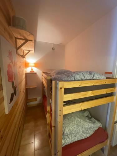 een slaapkamer met een stapelbed in een kamer bij Lylou in Gréolières