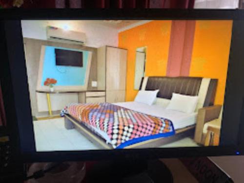 珀勒德布爾的住宿－Hotel Pratap Regal,Bharatpur，一张卧室的照片,卧室内配有一张床和电视
