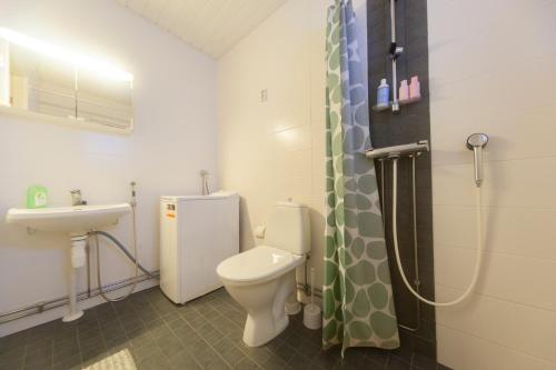 ein Bad mit einem WC und einem Waschbecken in der Unterkunft Saimaan Kodikas in Savonlinna