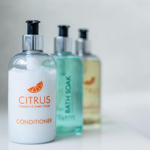 a group of three bottles of detergent and soap at The Waterfront in Anstruther