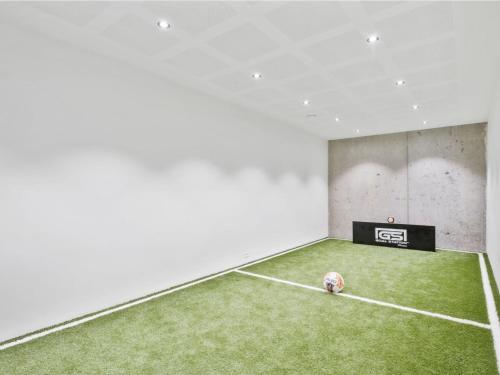 an empty room with a soccer ball on the grass at Holiday Home Ilja - 800m from the sea in NW Jutland by Interhome in Blokhus