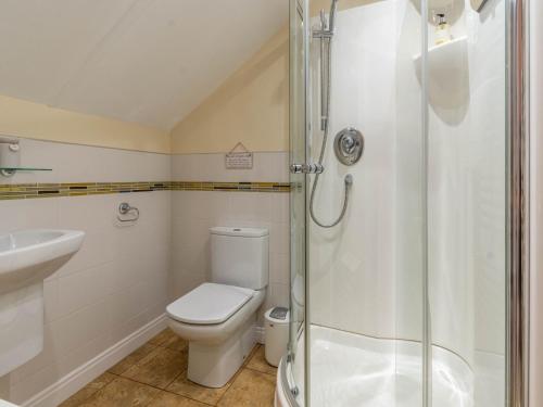 a bathroom with a toilet and a shower at 2 Bed in Scarborough 79521 in Sawdon