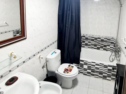 a bathroom with a toilet and a sink and a shower at Marbella apartamento en Malaga in Málaga