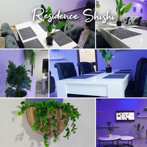 a collage of photos of a room with a table and plants at Résidence Shishi 3 in Avéfodzo