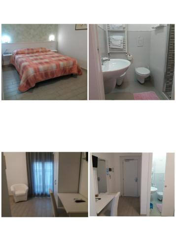 a collage of four pictures of a room at Hotel Costa in Bari