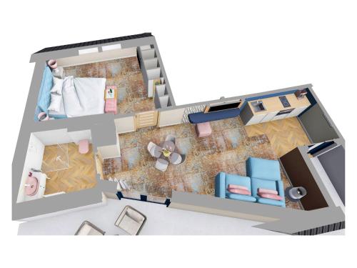 a rendering of a floor plan of a room at Boulevard Boutique Suites in Łeba