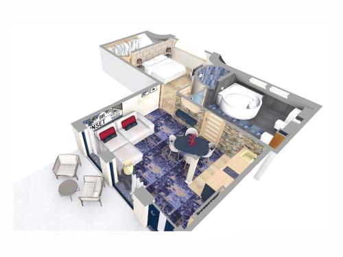 a rendering of a floor plan of a house at Boulevard Boutique Suites in Łeba
