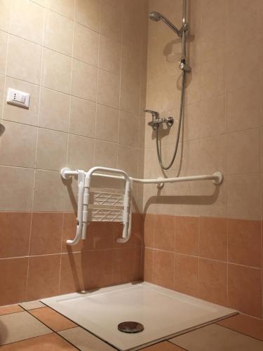 La salle de bains est pourvue d'une douche et de toilettes. dans l'établissement Residence Villa Rendina, à Mestre