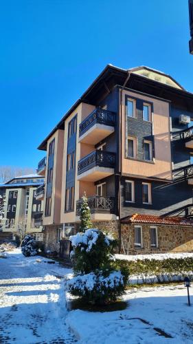 班斯科Божурленд Студио А-4-1的一座建筑物前有雪