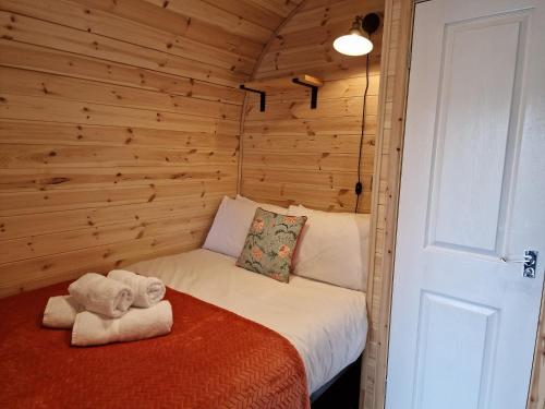 a small room with a bed in a cabin at Rowan Gorgeous Glamping Hideaway in Durnamuck